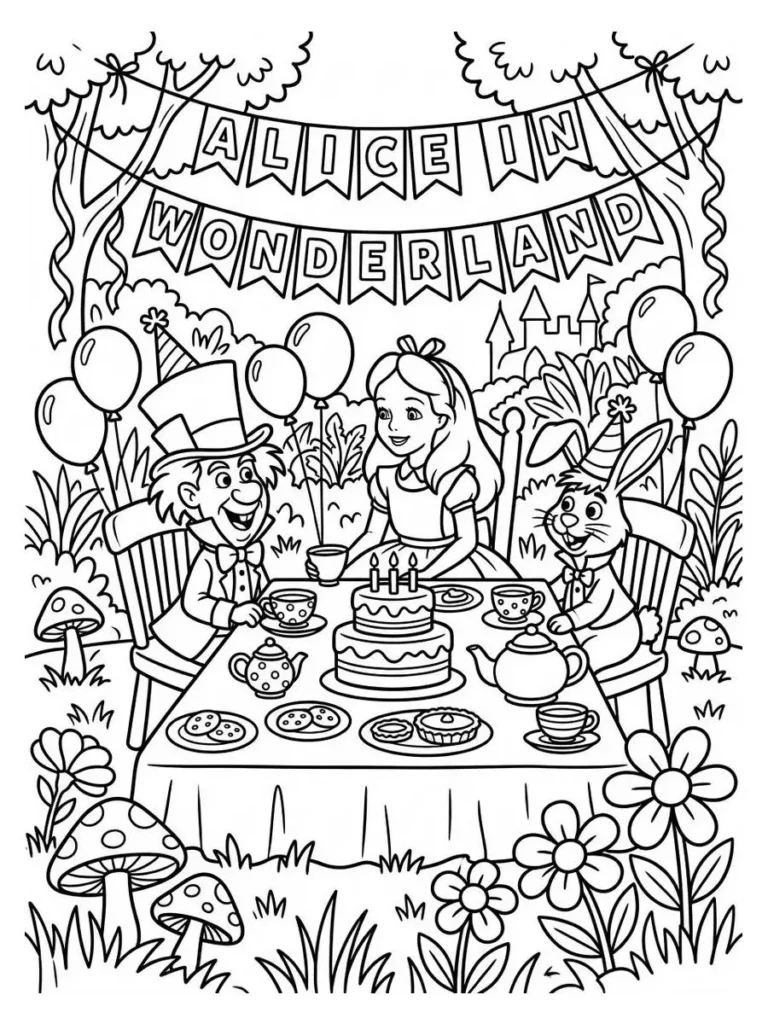 alice in wonderland coloring sheets_10