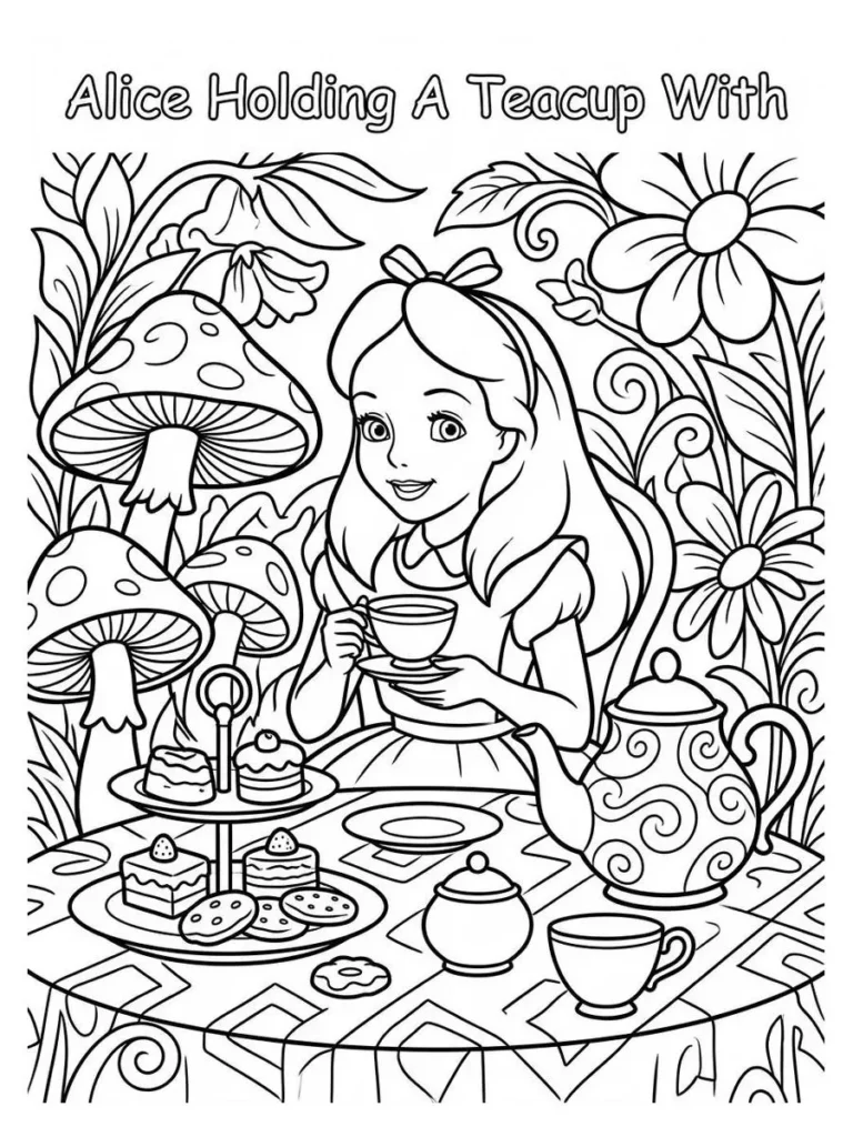 alice in wonderland coloring sheets_11