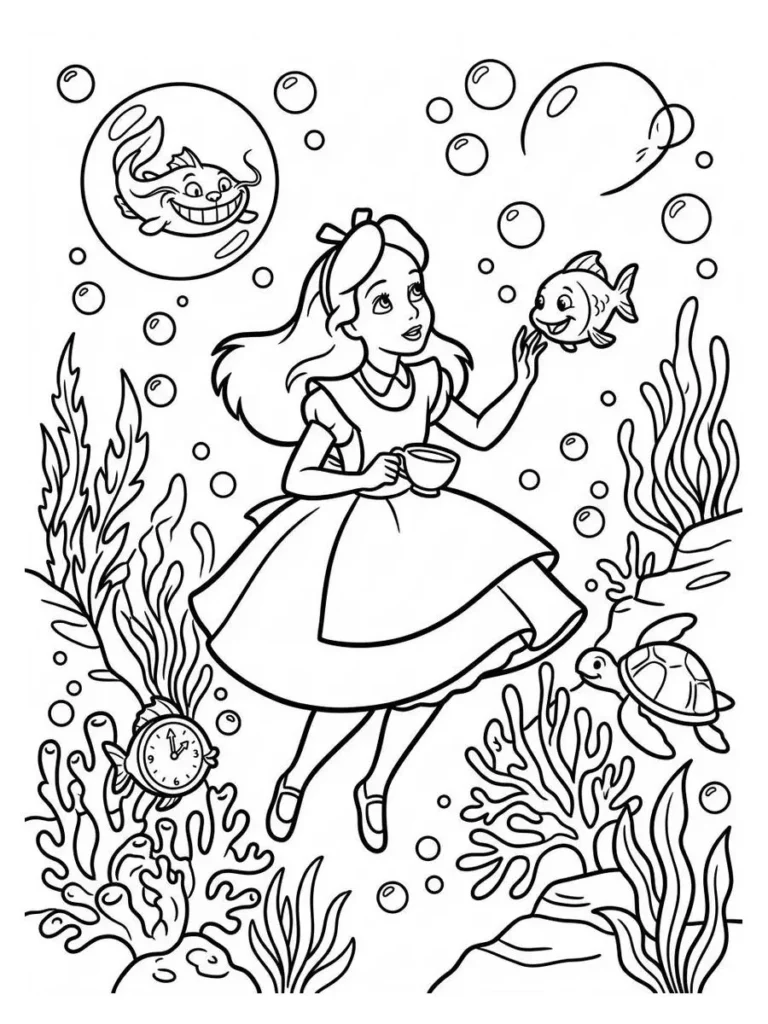 alice in wonderland coloring sheets_16