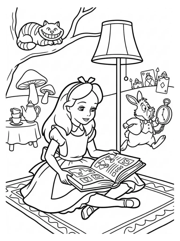alice in wonderland coloring sheets_22
