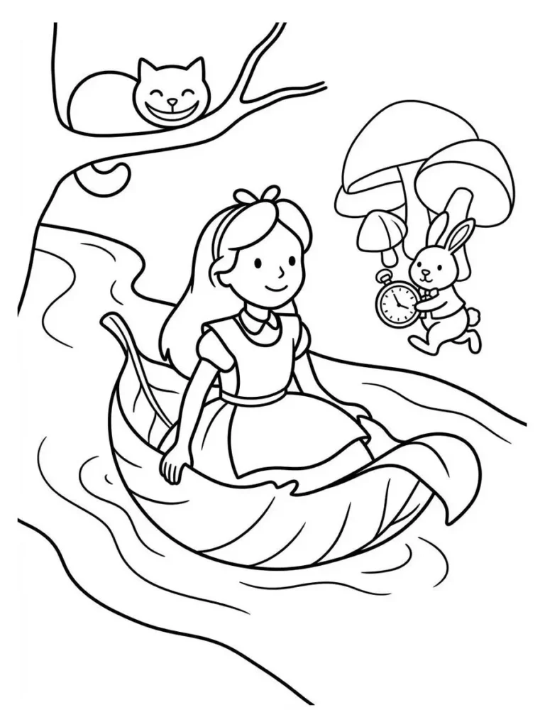 alice in wonderland coloring sheets_29