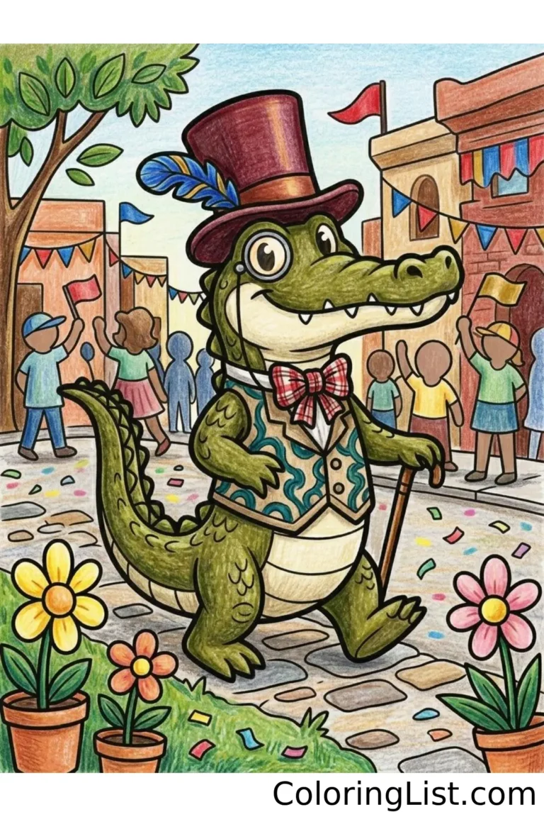 alligator coloring page featured image