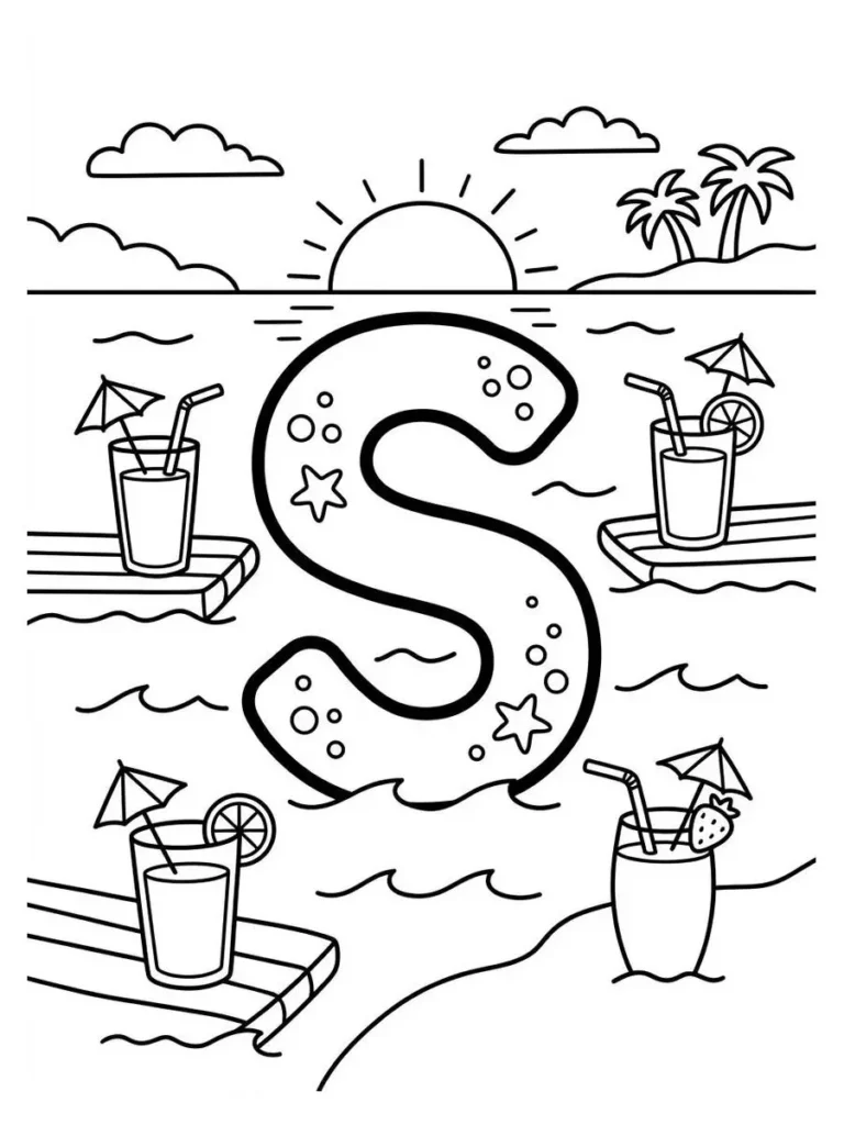 alphabet summer coloring page_24