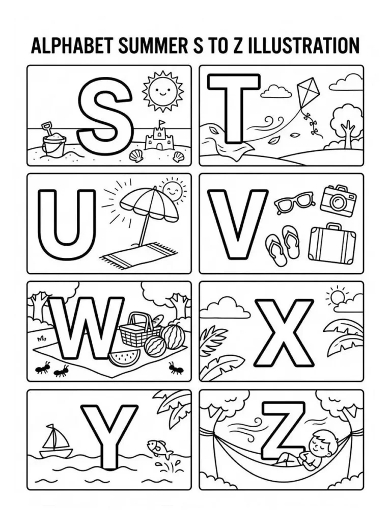 alphabet summer coloring page_3