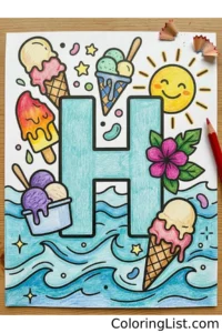 alphabet summer coloring page featured image