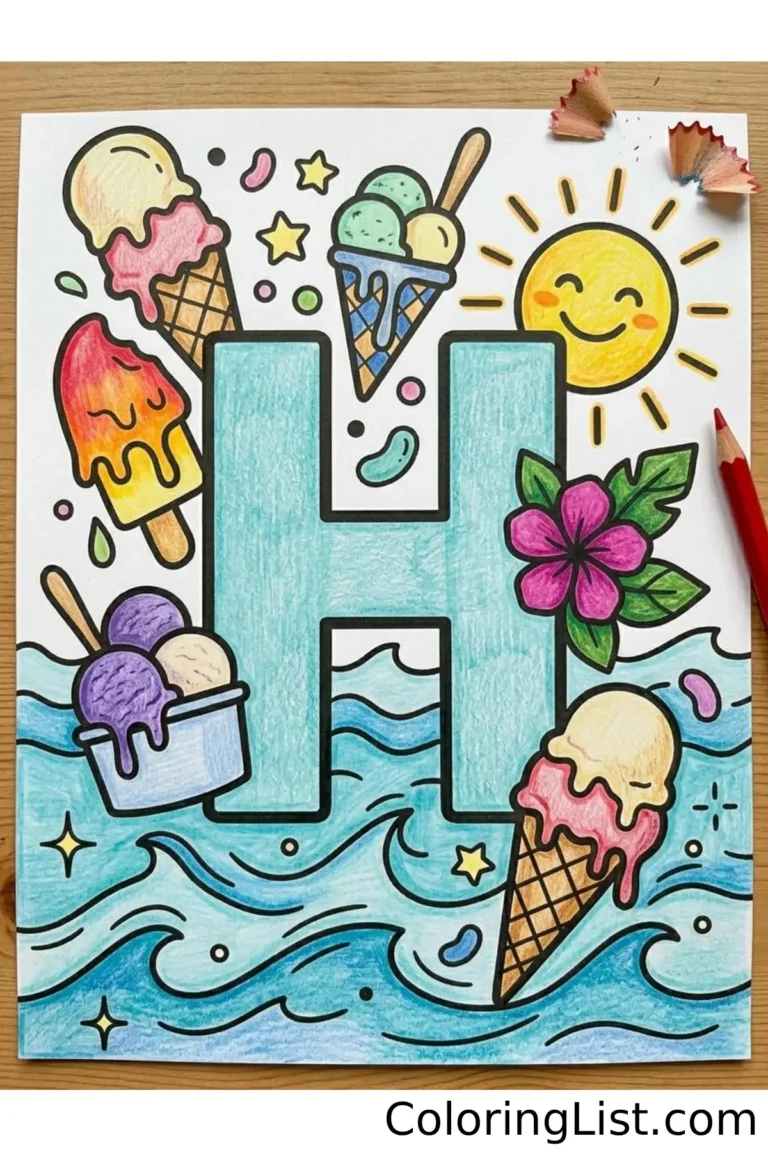 alphabet summer coloring page featured image