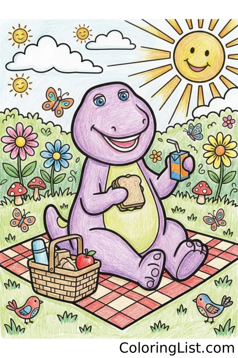 barney coloring sheets featured image